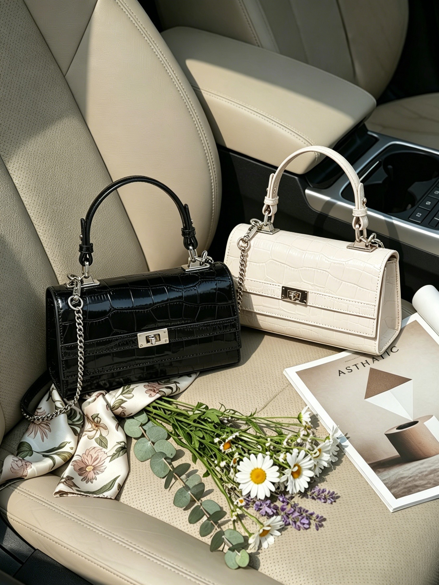 Croc-Embossed Baguette Underarm Bag — Korean Designer view 4