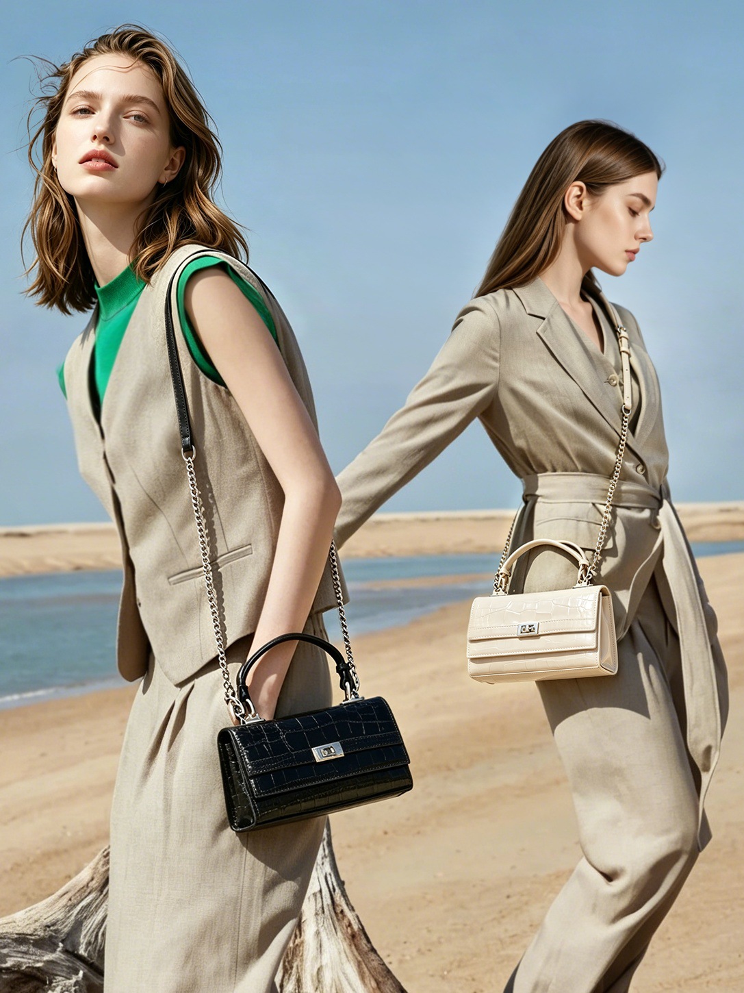 Croc-Embossed Baguette Underarm Bag — Korean Designer view 5