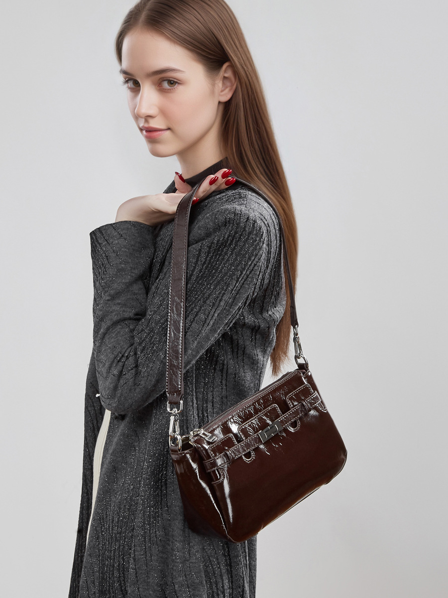 Oil-Wax Cowhide Top-Handle Box Bag — Kelly-Inspired view 3