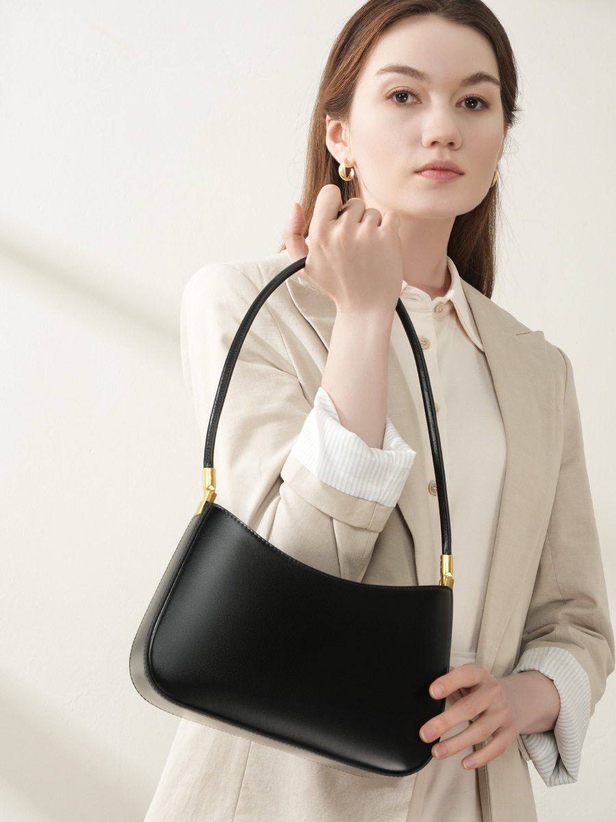 YY-BAG-014 French baguette cowhide underarm bag in wine red — wholesale French baguette YANYAN