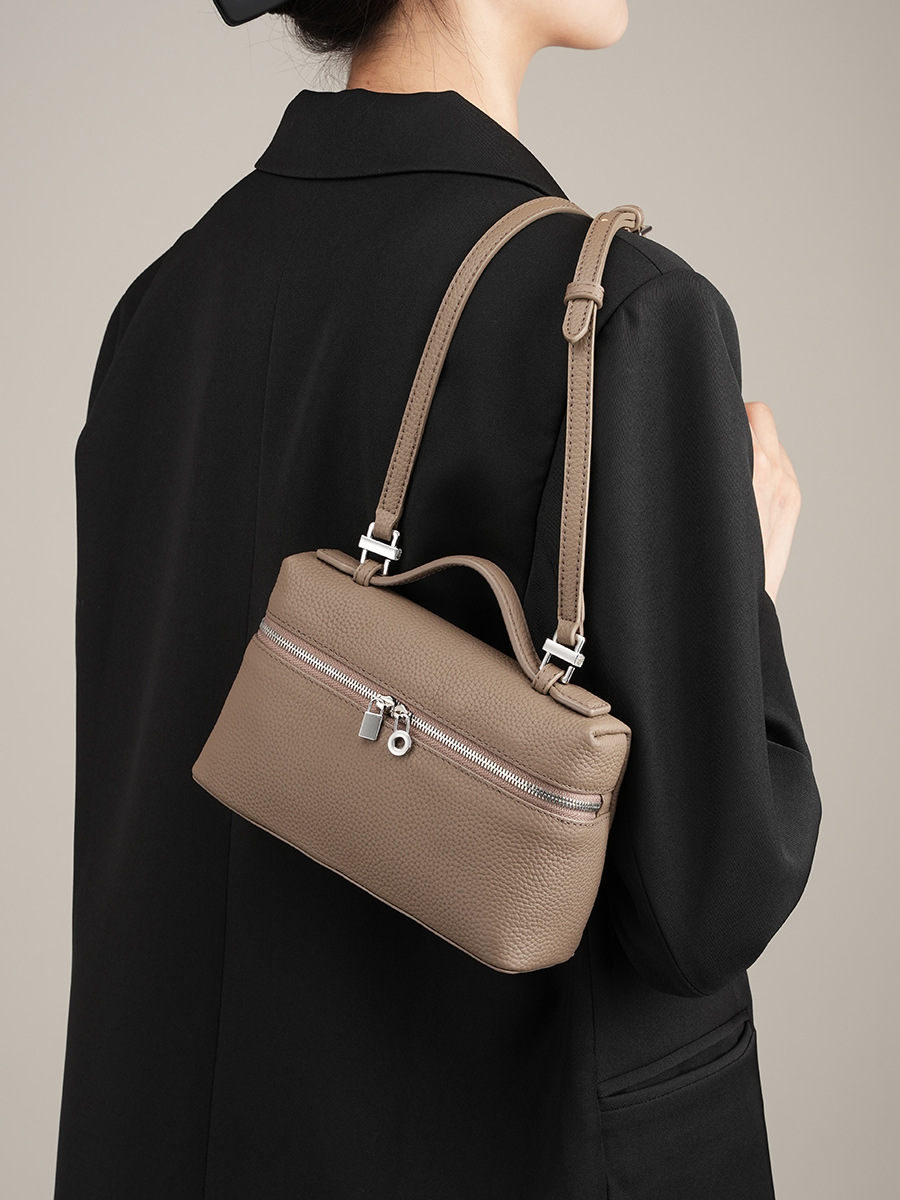 YY-BAG-020 LP19 lunch-box cowhide bag in grey — wholesale designer LP19 mini bag manufacturer YANYAN
