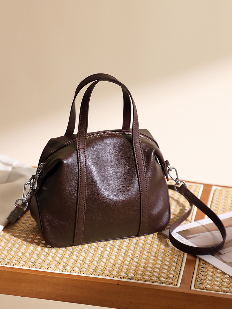 Cowhide Boston Pillow Shoulder Crossbody — Three-Colour Casual view 5
