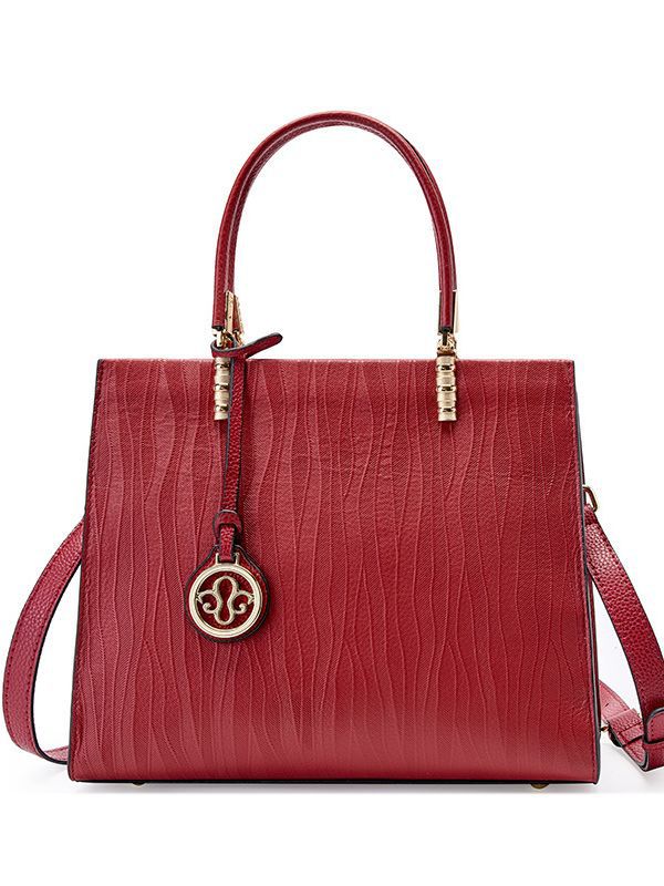 Premium Mature Mom Hand-Carry Bag — Wine Red Single-Colour Statement view 5