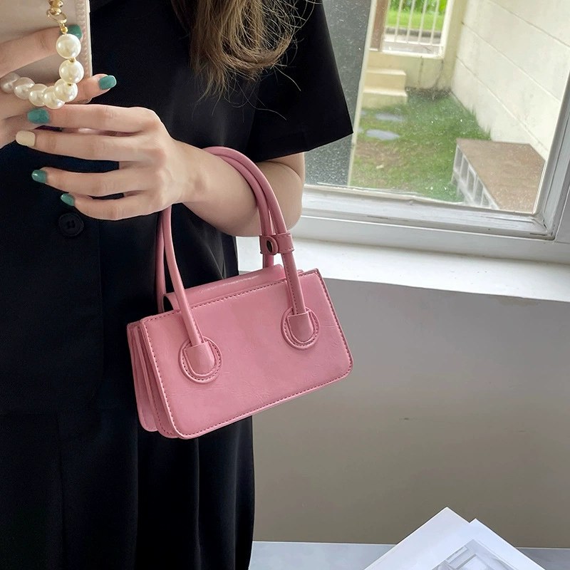 Pink PU Leather Handbag for wholesale OEM — YANYAN Bags Guangzhou handbag factory