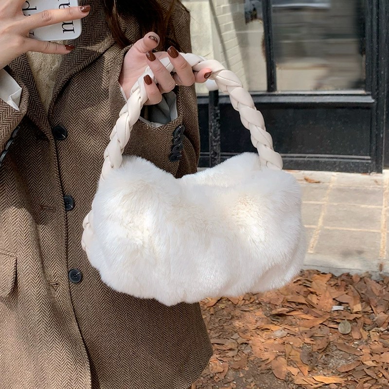 Plush Faux Fur Handbag for wholesale OEM — YANYAN Bags Guangzhou handbag factory