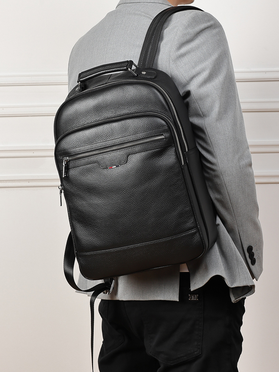 Men's Business Travel Leather Backpack — Laptop Commute view 3