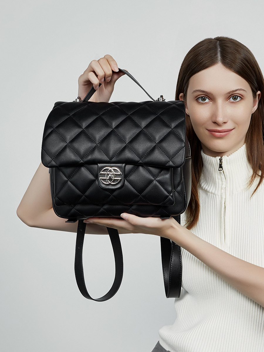 YY-BPK-008 diamond-quilt Chanel-style large backpack in off-white — wholesale quilted backpack YANYAN