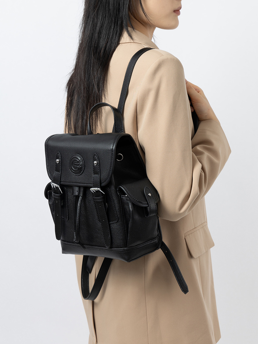 Anti-Theft Tall Travel Backpack — Single-Colour Black Compact view 3
