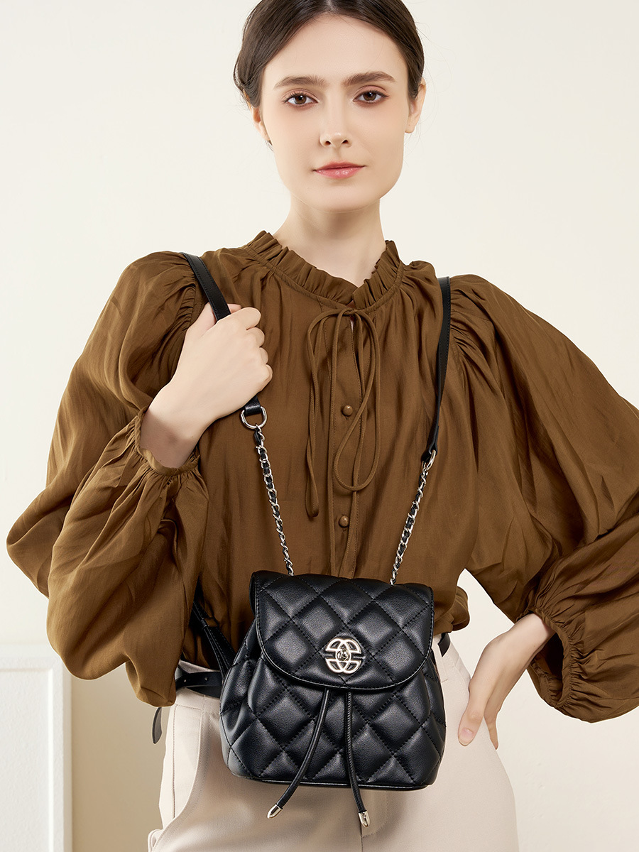 Korean Designer Boutique Backpack — Off-White Single-Colour view 3