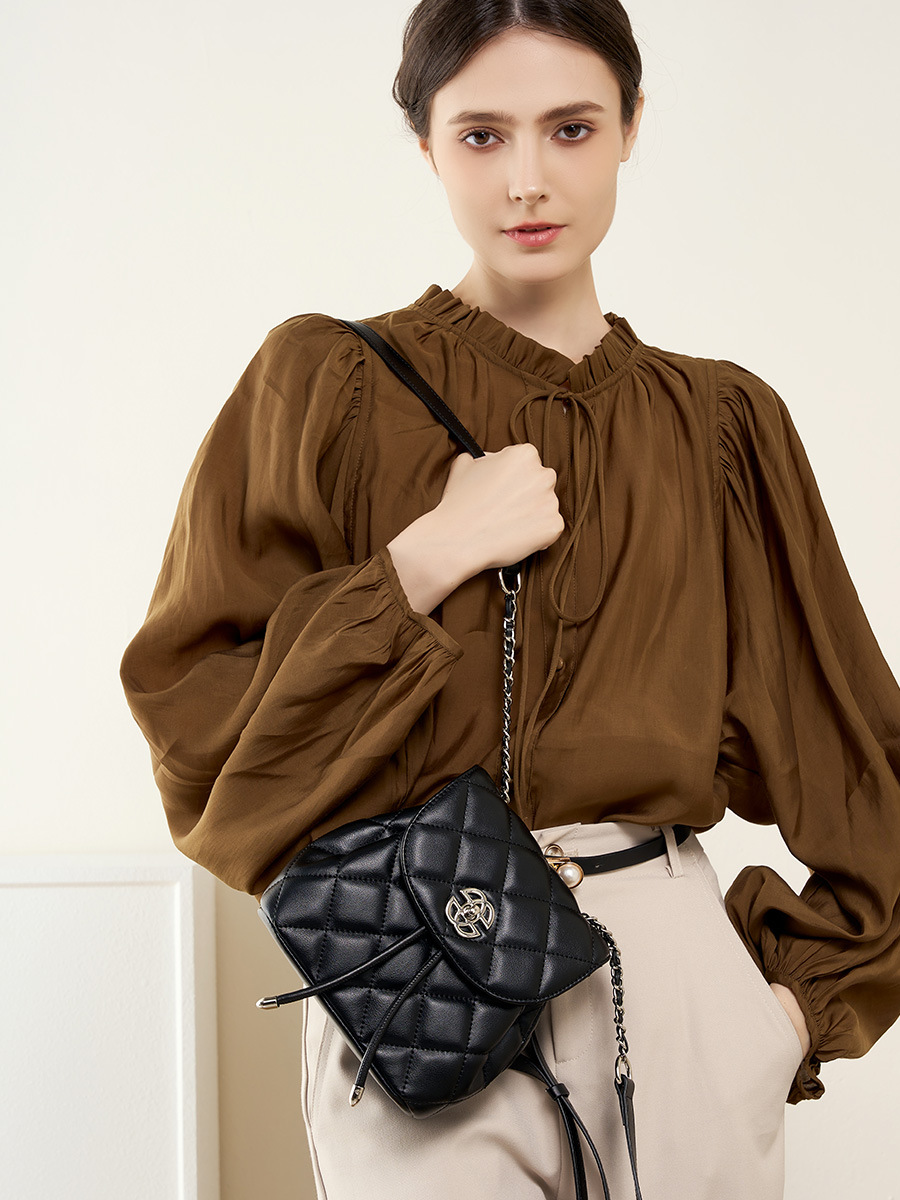 Korean Designer Boutique Backpack — Off-White Single-Colour view 4