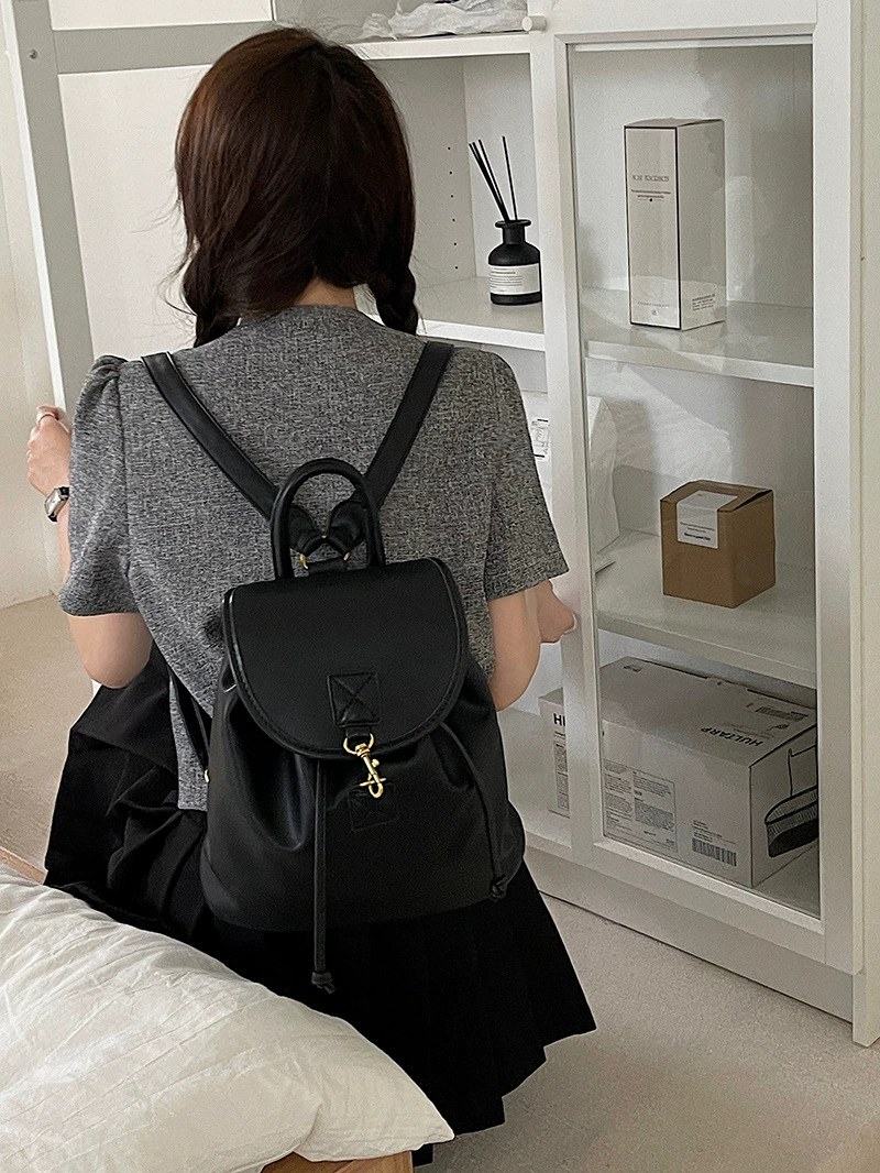 Black PU Leather Backpack for wholesale OEM — YANYAN Bags Guangzhou handbag factory