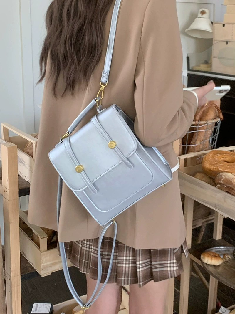 Silver PU Leather Backpack for wholesale OEM — YANYAN Bags Guangzhou handbag factory