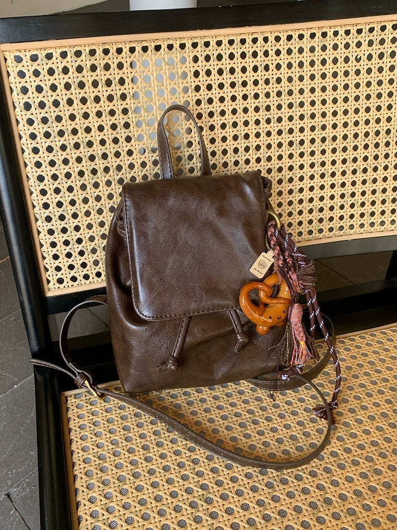 Brown PU Leather Backpack for wholesale OEM — YANYAN Bags Guangzhou handbag factory
