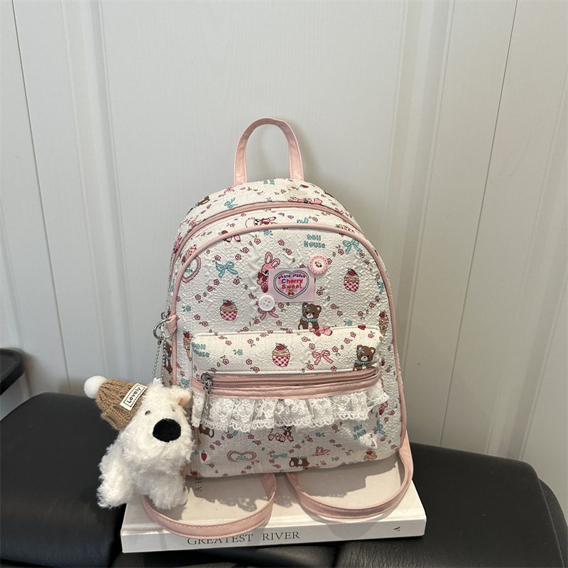 Sweet Floral Print Large Capacity Backpack view 3