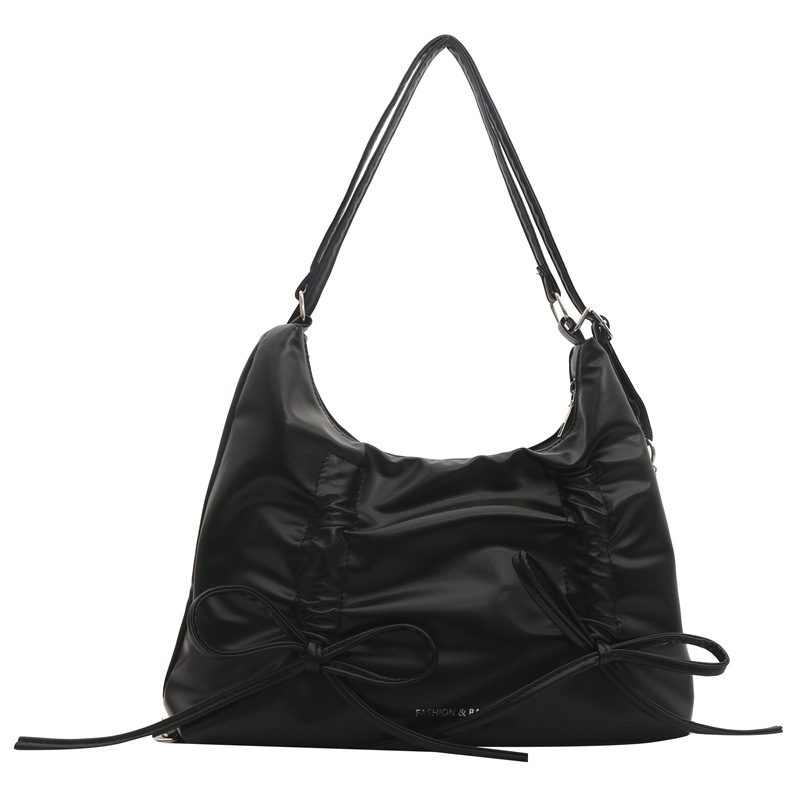 Bow Pleated Large Capacity Backpack Tote view 5