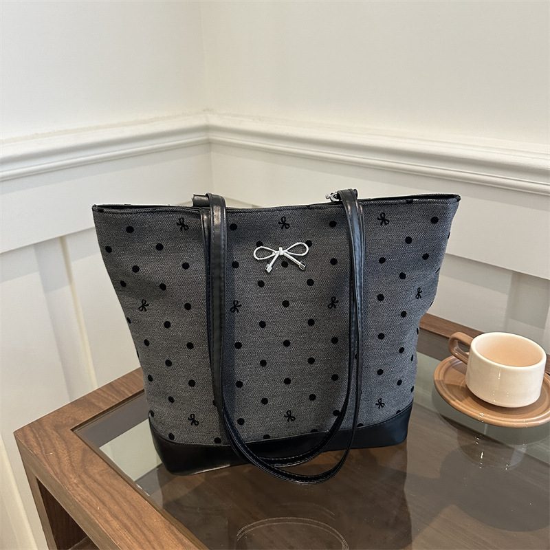 Polka Dot Bow Convertible Backpack Tote Bag view 2