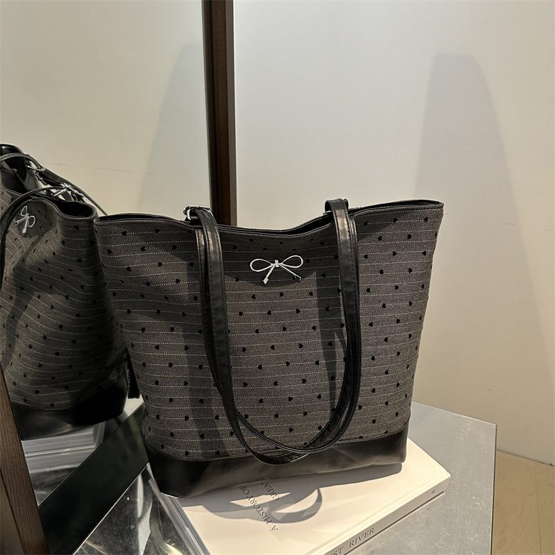 Polka Dot Bow Convertible Backpack Tote Bag view 3
