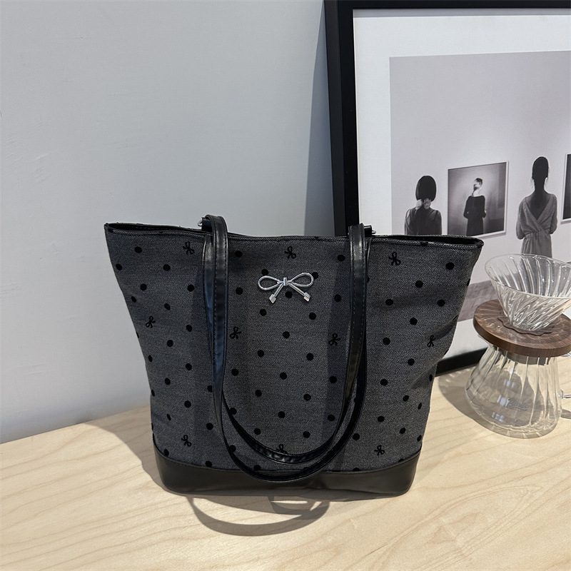 Polka Dot Bow Convertible Backpack Tote Bag view 4