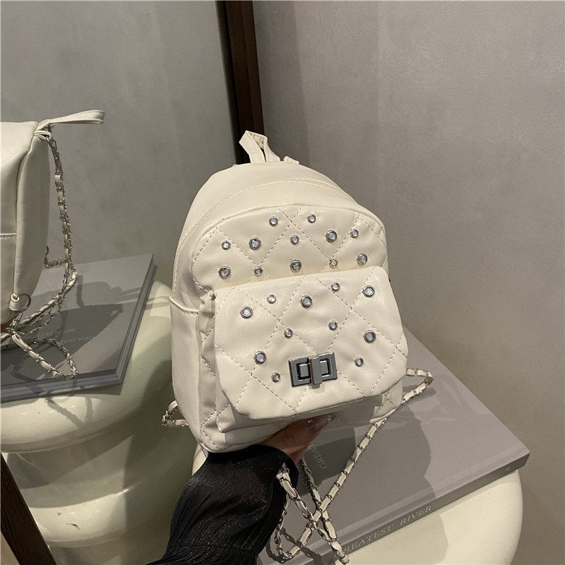 Quilted Chain Backpack Shoulder Bag view 2