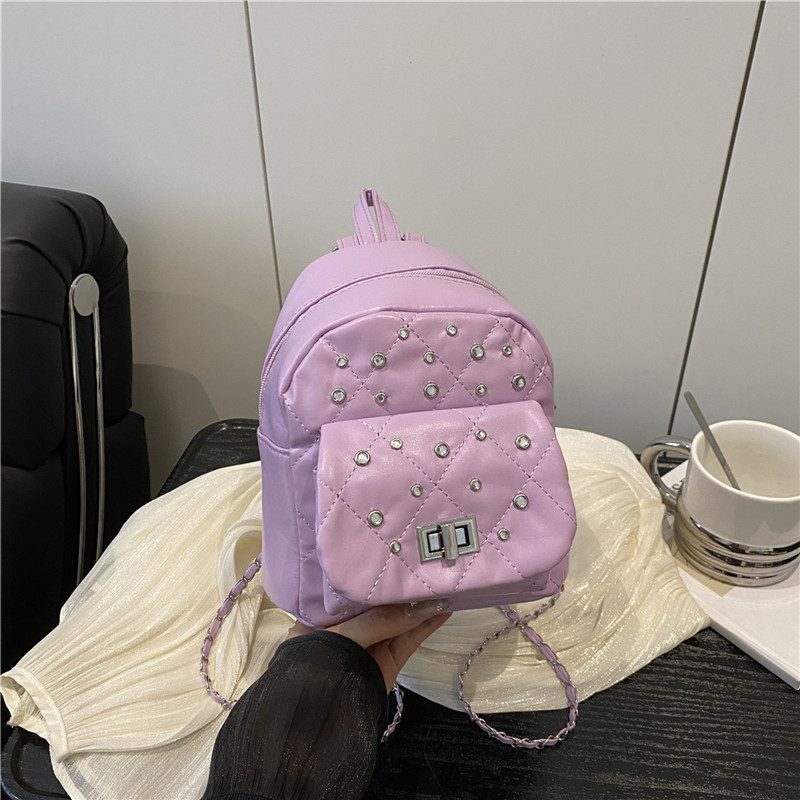 Quilted Chain Backpack Shoulder Bag view 3