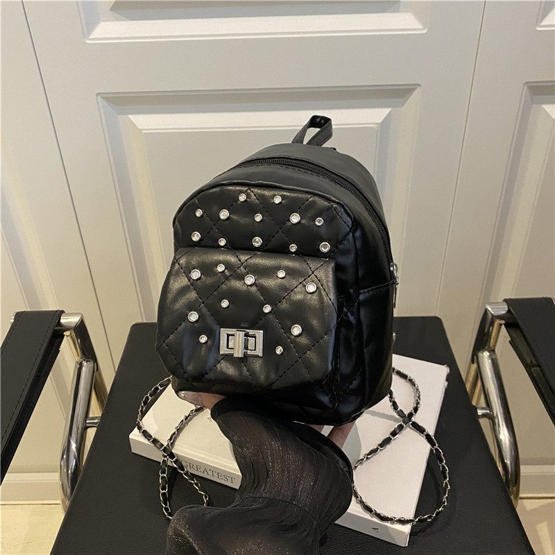 Quilted Chain Backpack Shoulder Bag view 4