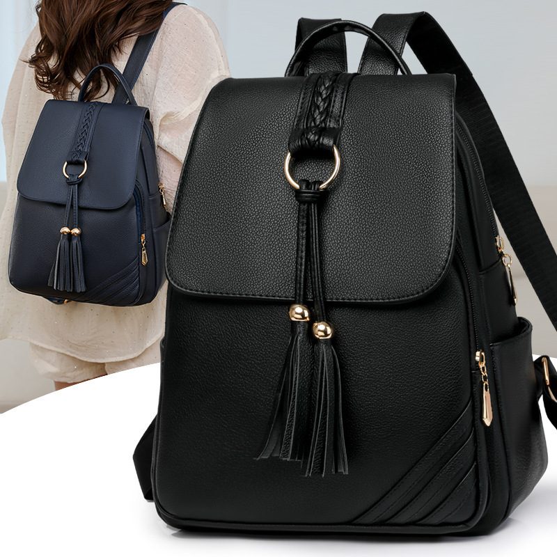Tassel PU Leather Travel Backpack