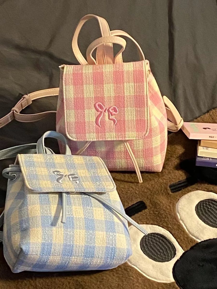 Plaid Bow Backpack Top-Handle Bag view 5