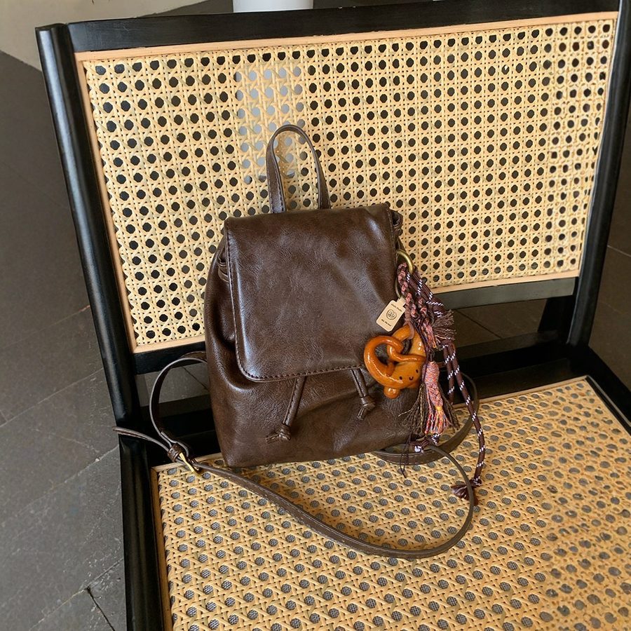 Brown PU Mini Backpack Shoulder Bag