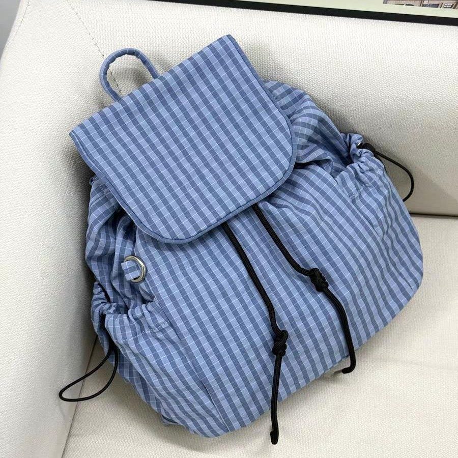 Plaid Drawstring Student Backpack