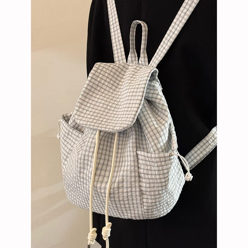 Plaid Drawstring Student Backpack view 2