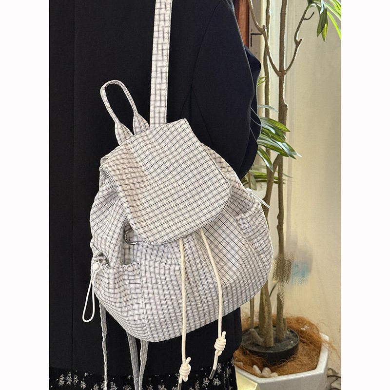 Plaid Drawstring Student Backpack view 3