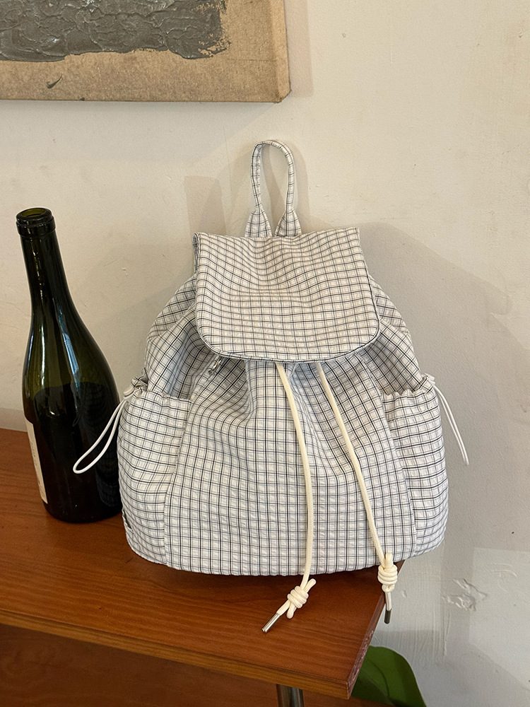 Plaid Drawstring Student Backpack view 6