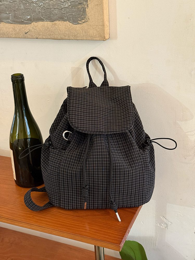 Plaid Drawstring Student Backpack view 7