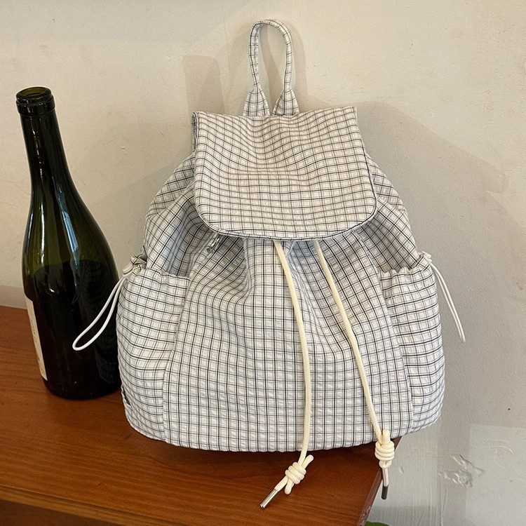 Plaid Nylon Lightweight Backpack view 2