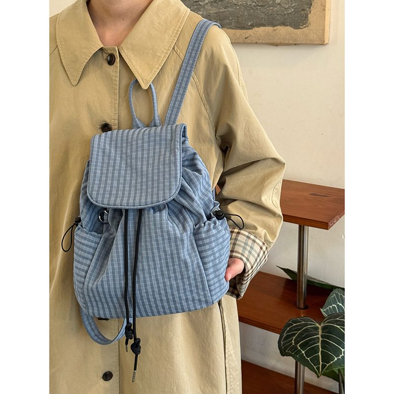 Plaid Nylon Lightweight Backpack view 4