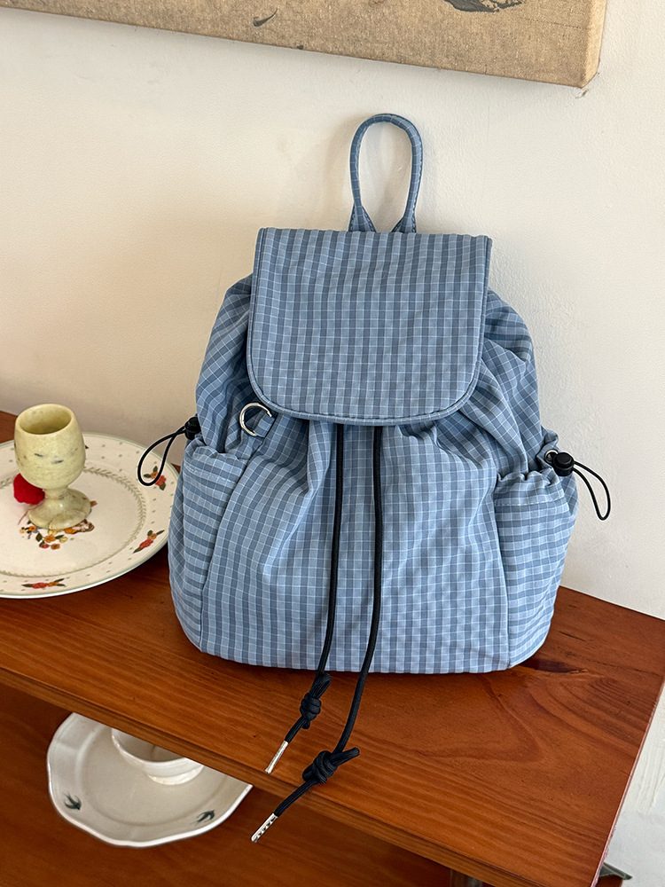 Plaid Nylon Lightweight Backpack view 9
