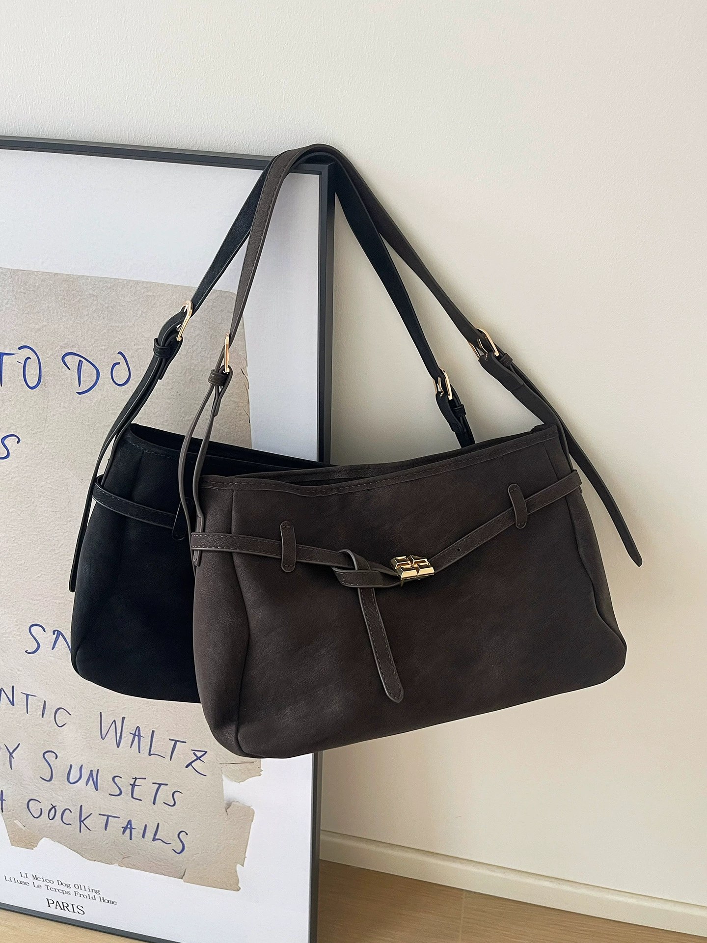 Matte PU Leather Bucket Bag view 3