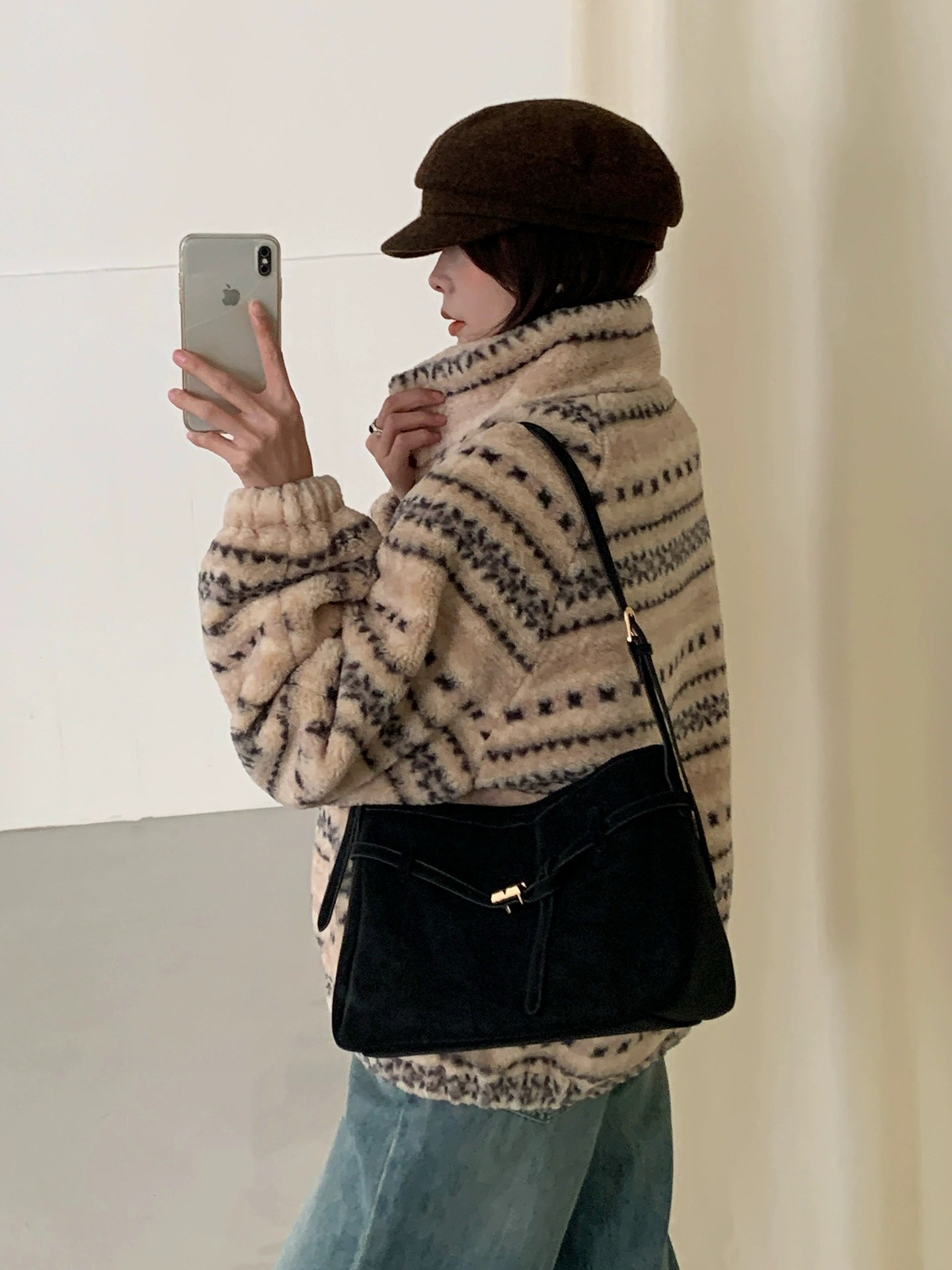 Matte PU Leather Bucket Bag view 4