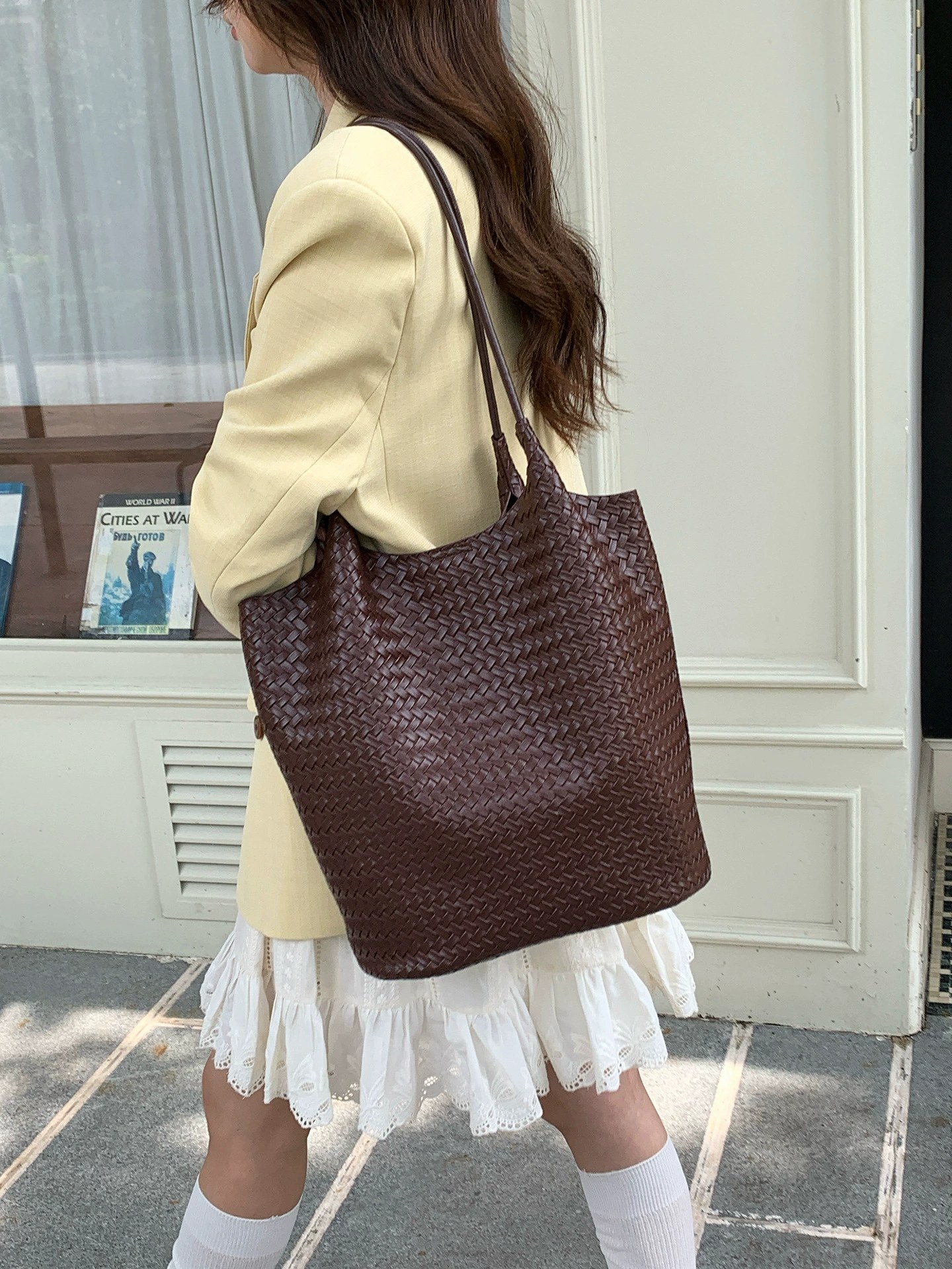 Woven Synthetic Bucket Bag view 2