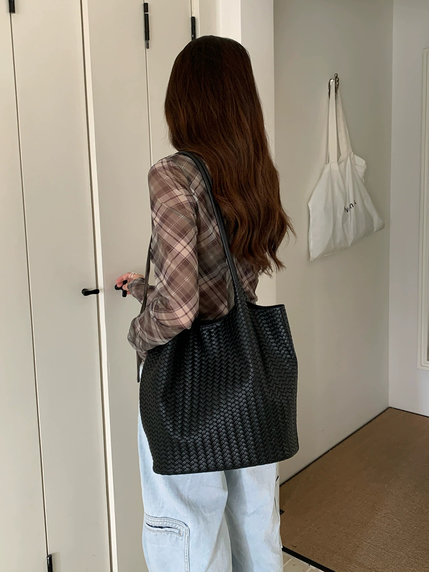 Woven Synthetic Bucket Bag view 5