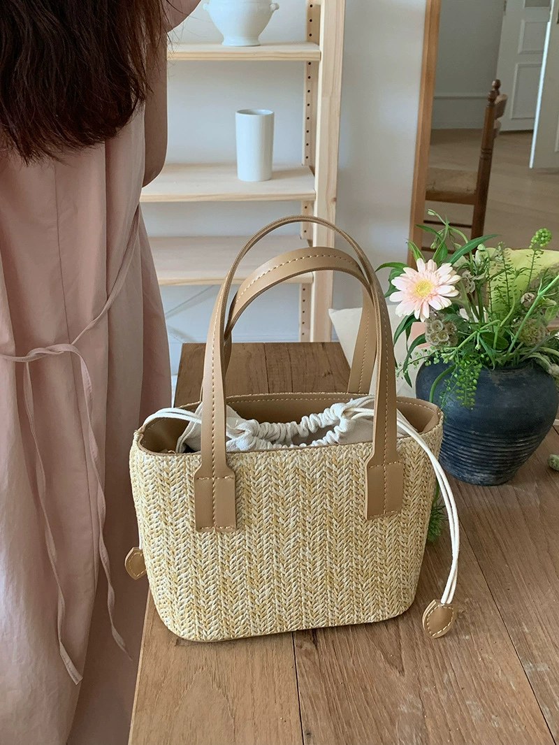 Woven Synthetic Bucket Bag view 4