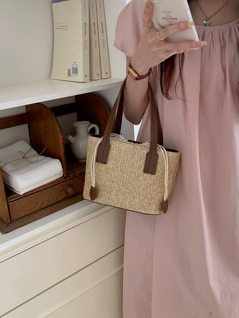 Woven Synthetic Bucket Bag view 5