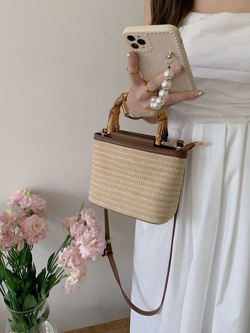Woven Synthetic Bucket Bag view 2