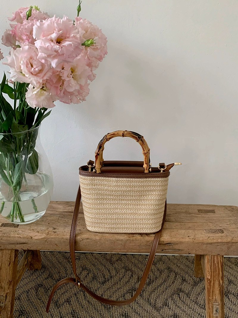 Woven Synthetic Bucket Bag view 3