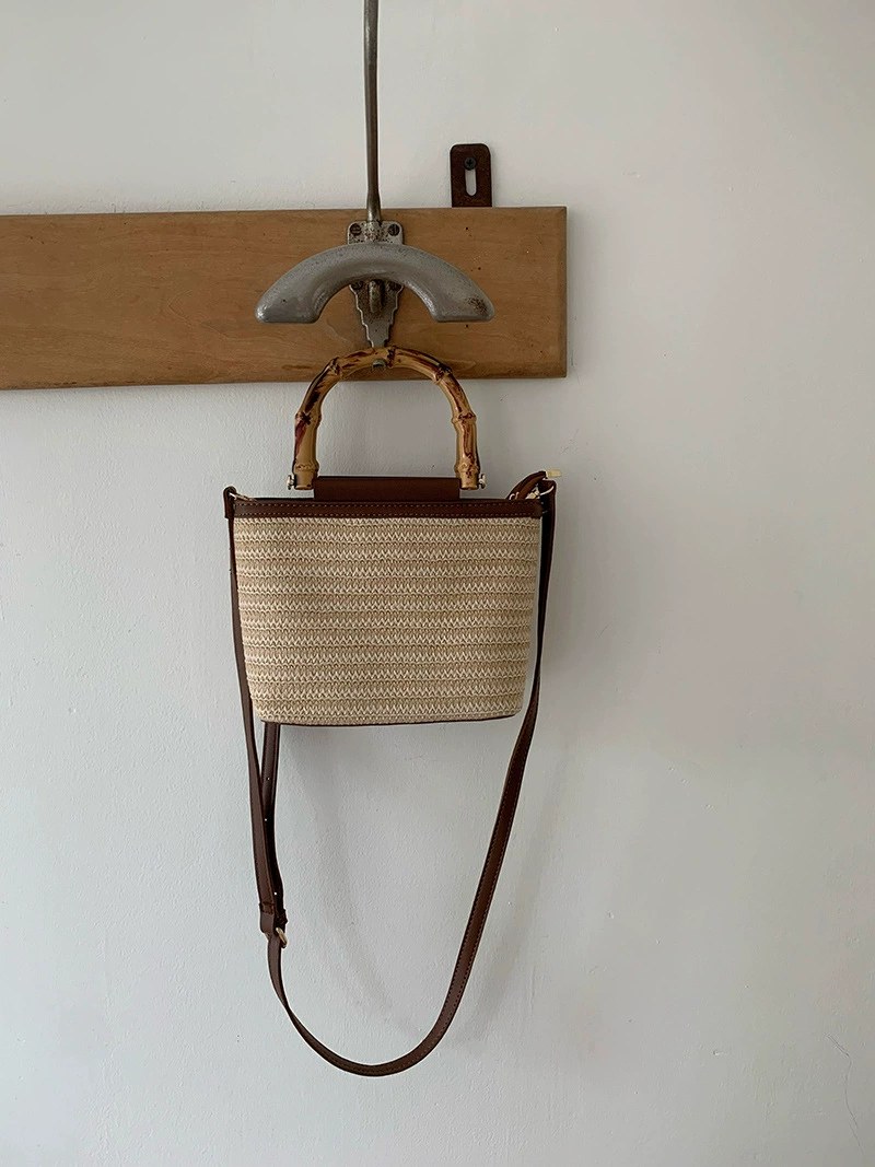 Woven Synthetic Bucket Bag view 5