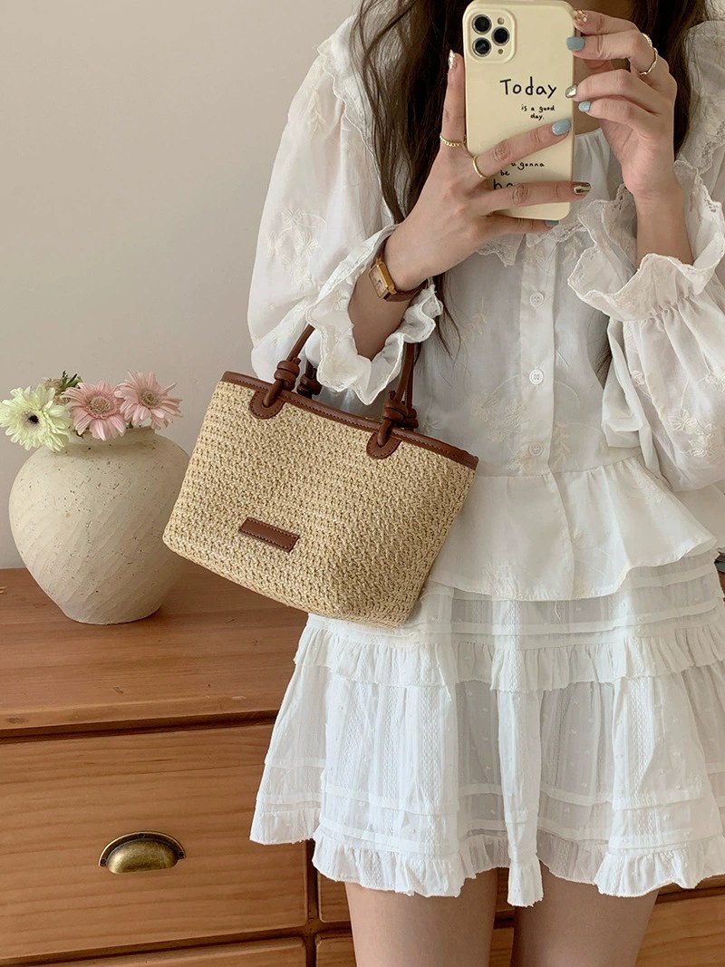 Woven Synthetic Bucket Bag view 2