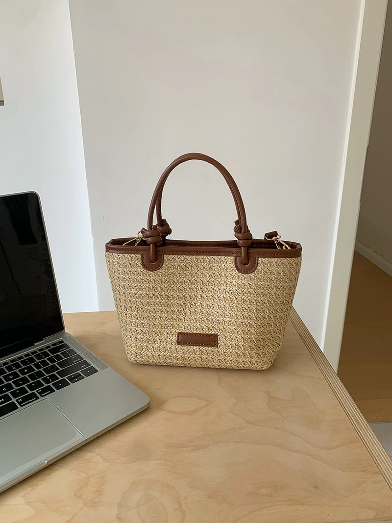 Woven Synthetic Bucket Bag view 3