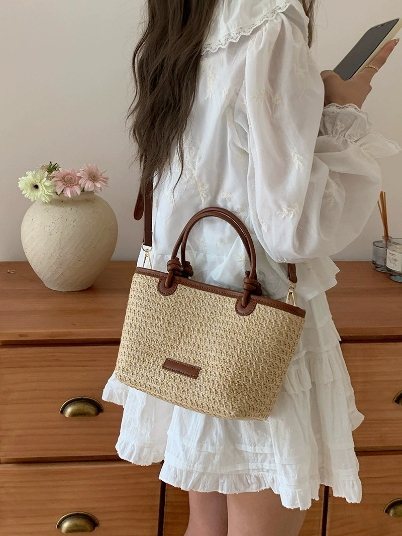 Woven Synthetic Bucket Bag view 4