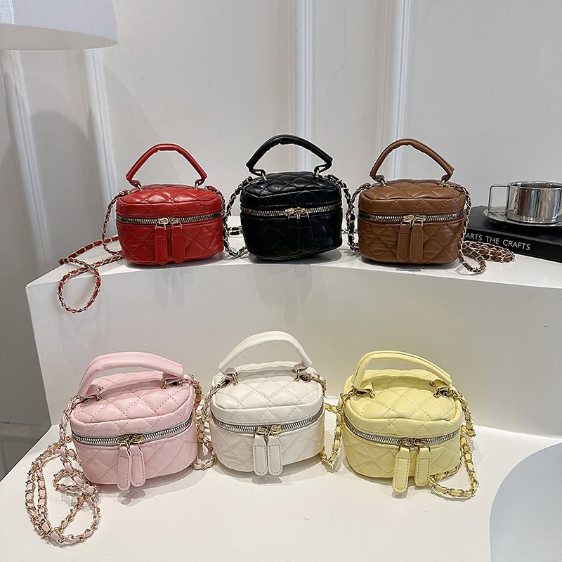 Quilted Chain Crossbody Candy Color Bucket Bag