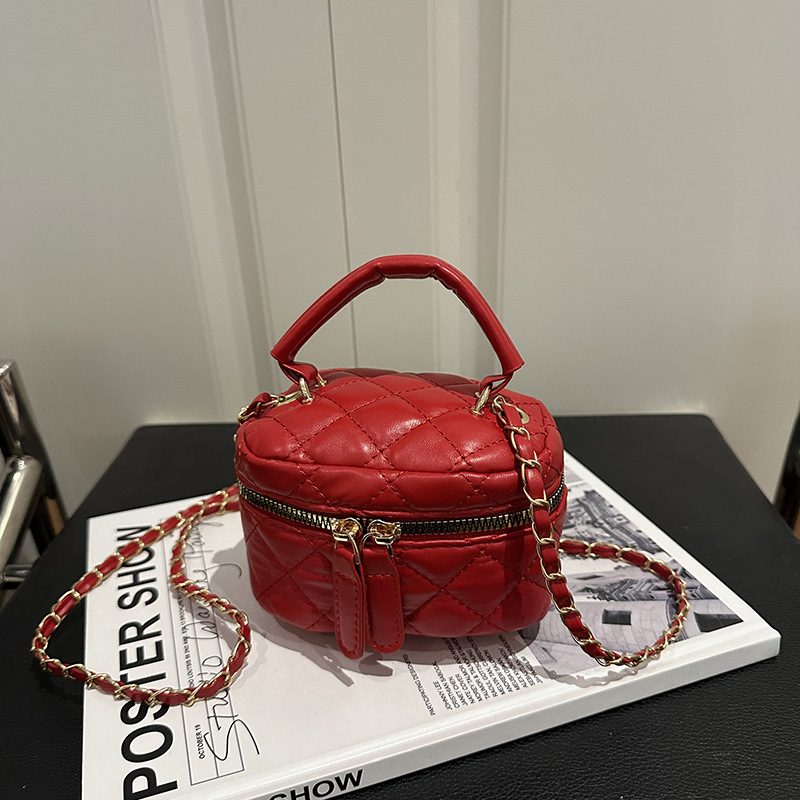 Quilted Chain Crossbody Candy Color Bucket Bag view 3